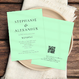 Moderne Text Mint QR Code Hochzeit Einladung