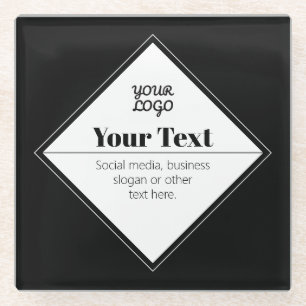 Moderne Textgestaltung zum Bearbeiten & Ihr Logo Glasuntersetzer