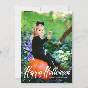 Moderne TextHalloween-Vollblutfoto-Karte Feiertagskarte