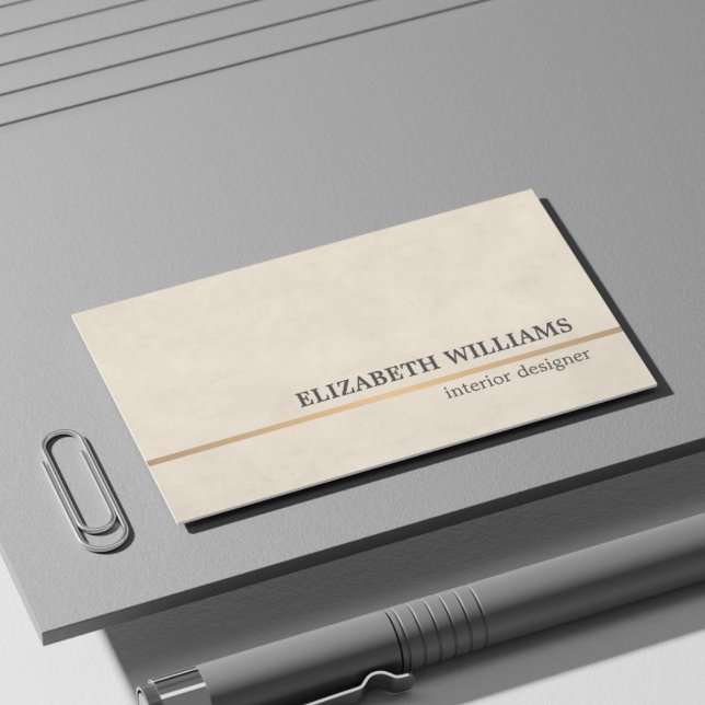 Moderne Textilien Beige Kupfer Linie Innenarchitek Visitenkarte (Von Creator hochgeladen)