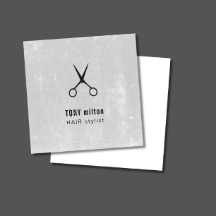 Moderne Textur Grau Schwarze Schere Haare Stylist Quadratische Visitenkarte