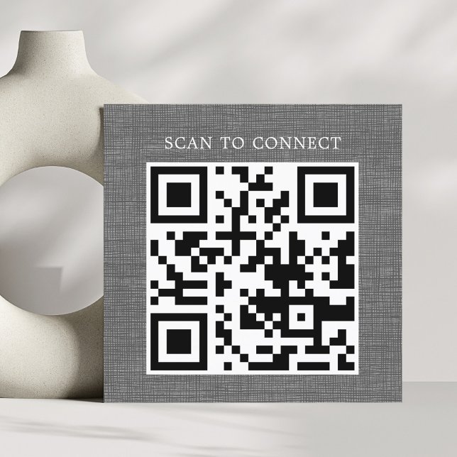 Moderne Textur Grau Schwarzer QR-Code Fett Quadratische Visitenkarte (Von Creator hochgeladen)