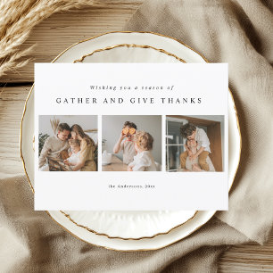 Moderne Thanksgiving-Foto mit dem Text 'Versammeln Postkarte