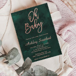 Moderne, tiefgrüne Aquarellfarbenchic Oh Babydusch Einladung<br><div class="desc">Moderne,  tiefgrüne Smaragdfarbene Wasserfarbe Oh Babytypografie Babydusche Einladung</div>