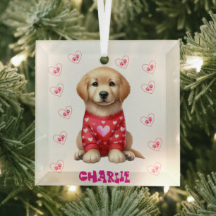 Moderne Tierfoto personalisierte wunderliche Hunde Ornament Aus Glas