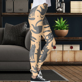 Moderne Tierliebhaber Pfirsich- und Graue Kitten-K Leggings