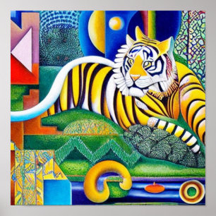 Moderne Tiger Art - Augenblick Poster