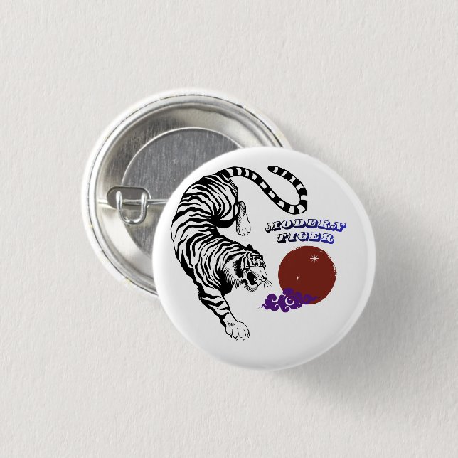 Moderne Tiger-Grafik Button (Vorne & Hinten)