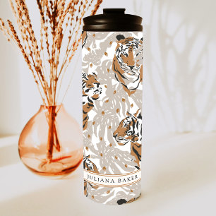 Moderne Tigerfoliage personalisiert Thermosbecher