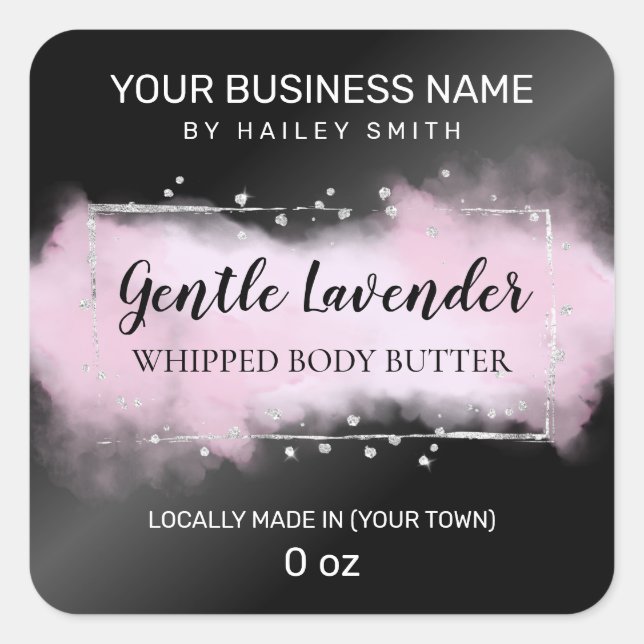 Moderne Tinte, Lila und schwarz gestrichen Quadratischer Aufkleber (Vorderseite)