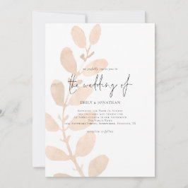 Moderne Tinted Peach Foliage Hochzeit Einladung