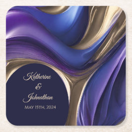 Moderne Tischlieferungen - Blaues Lila Gold Rechteckiger Pappuntersetzer