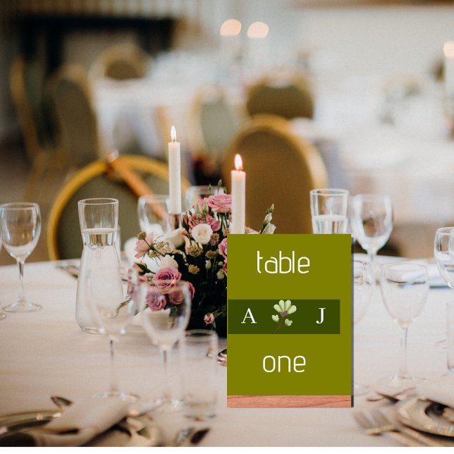 Moderne Tischnummer für einfache Olive Green Weddi (Von Creator hochgeladen)