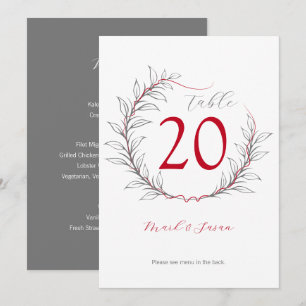 Moderne Tischnummer & Menü für Hochzeiten (grau)