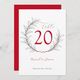 Moderne Tischnummer & Menü Hochzeiten (rot)