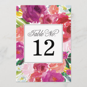 Moderne Tischnummern für Hochzeiten im Blumenwasse
