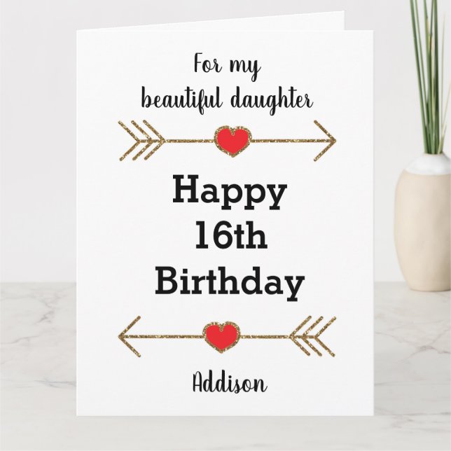 Moderne Tochter 16. Geburtstag Groß Karte (Vorderseite)