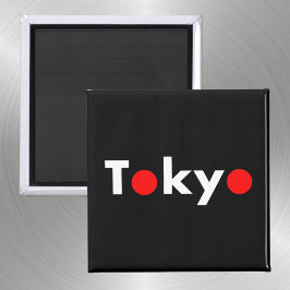 Moderne Tokio Japan Red Dots Dunkle Farbe Magnet