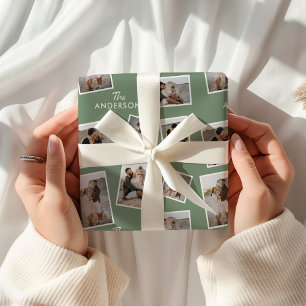 Moderne Tonbandbreite Grün des Multi-Fotos Geschenkpapier