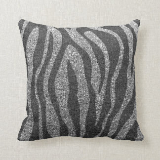 Moderne Tonsilber und Schwarz-Glitzer-Tierdrucke Kissen