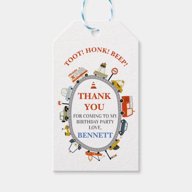 Moderne Toot Honk Beep Cars Transport 1. Geburtsta Geschenkanhänger (Vorderseite)