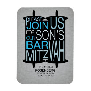 Moderne Torah Gray Bar Mitzvah Save the Date Magnet