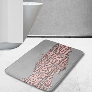 Moderne Torn Gray & Pink Courtypografie Badematte