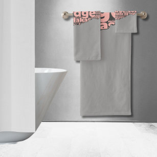 Moderne Torn Gray & Pink Courtypografie Badhandtuch Set