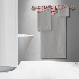 Moderne Torn Gray & Pink Courtypografie Badhandtuch Set