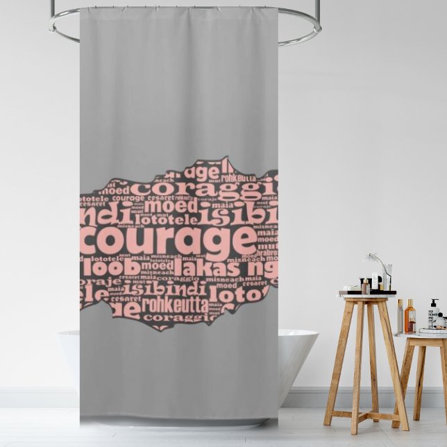 Moderne Torn Gray & Pink Courtypografie Duschvorhang (Modern Torn Grey & Pink Courage Typography Shower Curtain)