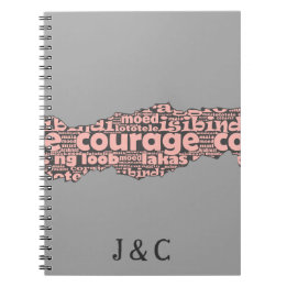 Moderne Torn Gray & Pink Courtypografie Notizblock