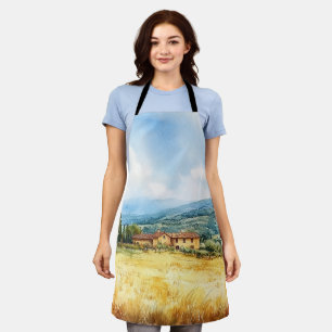 Moderne Toskana-Mittelmeer-Aquarell-Landschaft Schürze