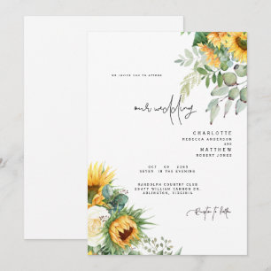 Moderne toskanische Sonnenblumen Hochzeit ohne Elt Einladung