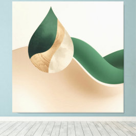 Moderne Tränenwelle Abstract Beige und Grün Leinwanddruck