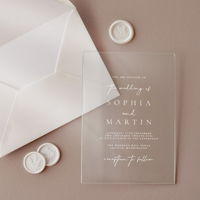 Moderne, transparente Hochzeitseinladung Acryleinladungen (Modern Acrylic Transparent Wedding Invitation)
