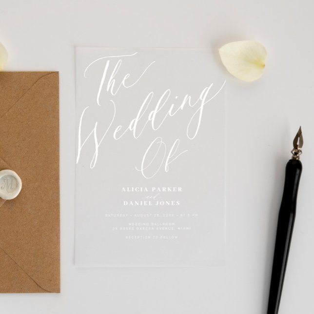 Moderne, transparente Kalligraphie Acryleinladungen (Von Creator hochgeladen)