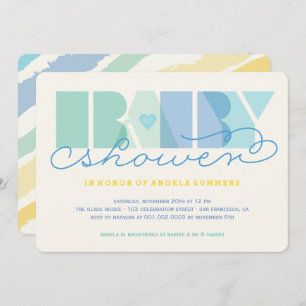 Moderne transparente Text-Jungen-Babyparty laden Einladung