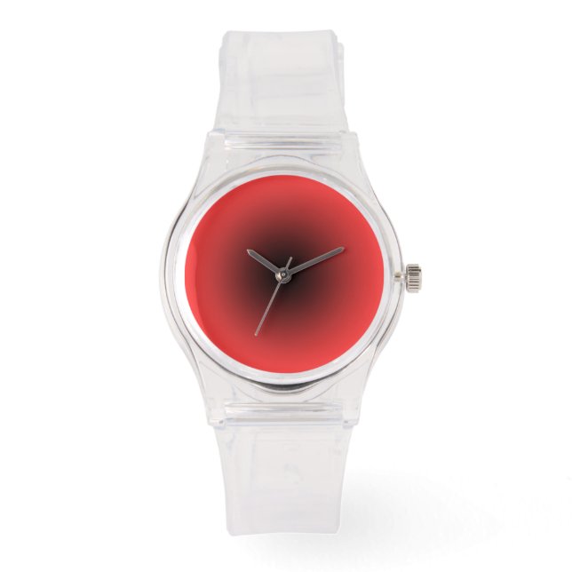 Moderne Transparenz mit Schwarz-Korallen-Rot-Dial Armbanduhr (Vorderseite)