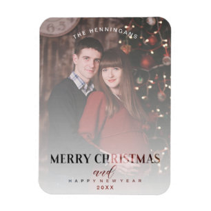 Moderne Transparenzeffekt-Familienfoto Weihnachten Magnet