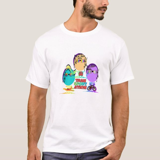 Moderne TRANSPORTKarikatur Männer-T-Shirt T-Shirt (Vorderseite)