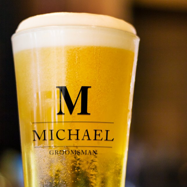 Moderne Trauzeugen geben Monogram Trauzeuge Beer Glas (Von Creator hochgeladen)