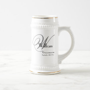 Moderne Trauzeugen-Geschenke mit Monogramm und Nam Bierglas