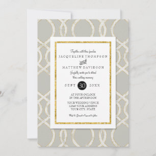 Moderne Trellis Lattice Muster Gold Typografie Einladung
