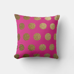 Moderne Trend Chic Heißrosa Magenta Gold Punkte Kissen
