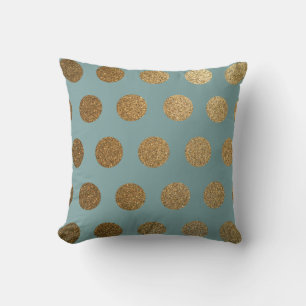 Moderne Trend Chic Türkis Gold Tupfen Kissen