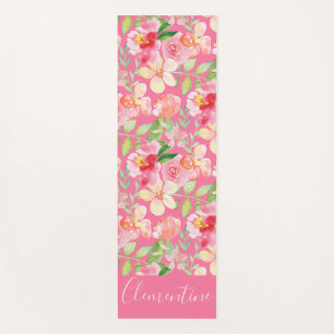 Moderne Trendfarben Rosa Rose Floral Wasserfarbe Yogamatte
