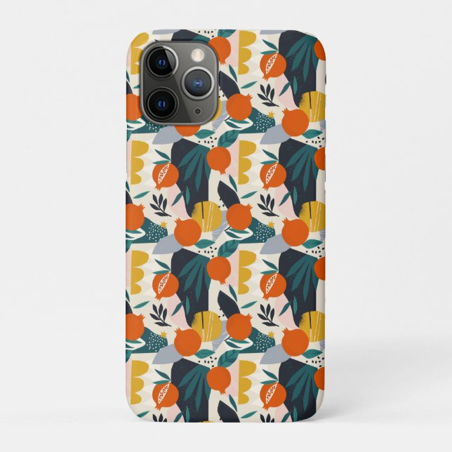 Moderne, trendige Aprikose und Blätter Case-Mate iPhone Hülle (Rückseite)