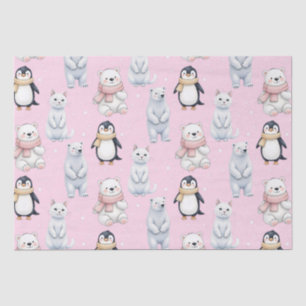 Moderne trendige Bärenpinguin-Katze Nahtloses Must Seidenpapier