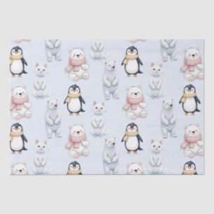 Moderne trendige Bärenpinguin-Katze Nahtloses Must Seidenpapier