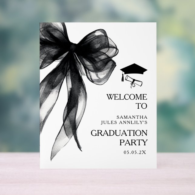 Moderne, trendige Black Bow Graduation Party-Signa Acrylschild (Neutral)